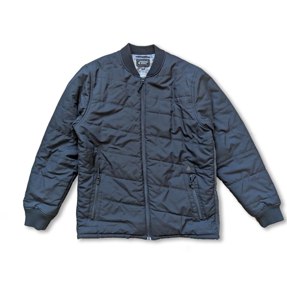 Volcom Black Bomber Jacket quilted Size XL